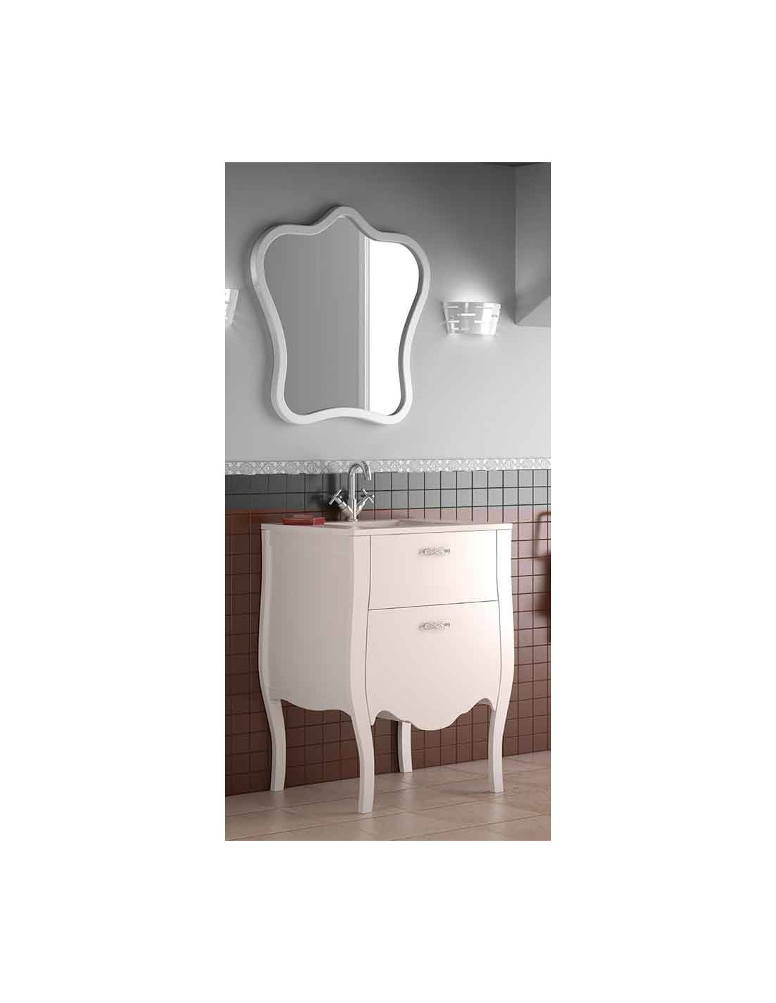 Mueble de lavabo 2 cajones Isabelino 65x46x85